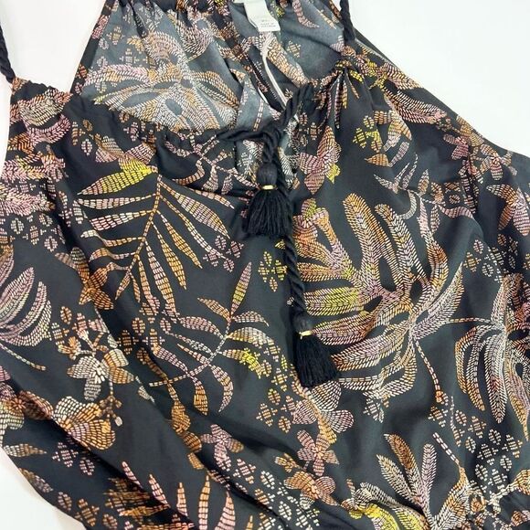 A New Day Romper Women's XL Tropical Floral Halter Sleeveless Elastic Waist NWT - Picture 2 of 10